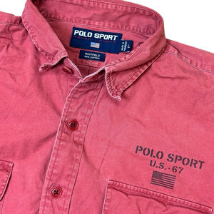 VTG Ralph Lauren Polo Sport Whitfield Brick Red Long Sleeve Button Down LG LOGO